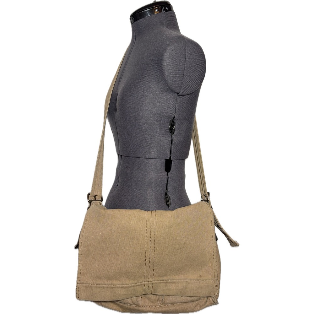 Vtg Y2K Fossil Canvas Messenger Bag Crossbody Tan Utility Gorpcore STAINED/DMGD